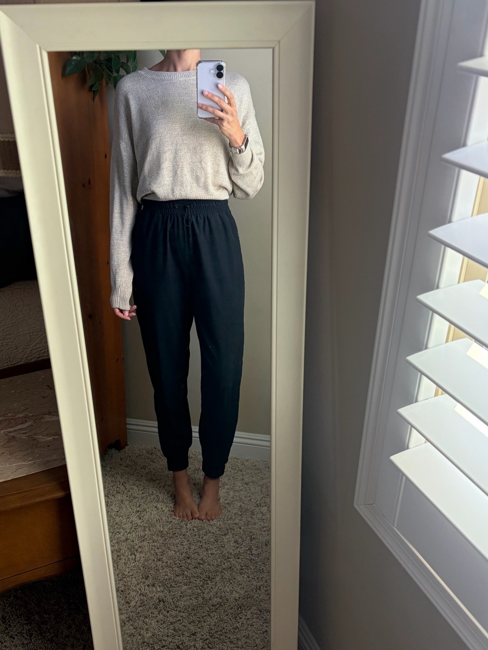 High-Waist Black Jogger Pants - Elastic Waistband size small ASICS